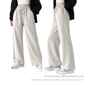 Lonely Road Club LRC Grey Wide-Leg Sweatpants High Rise Raw Hem Streetwear M
